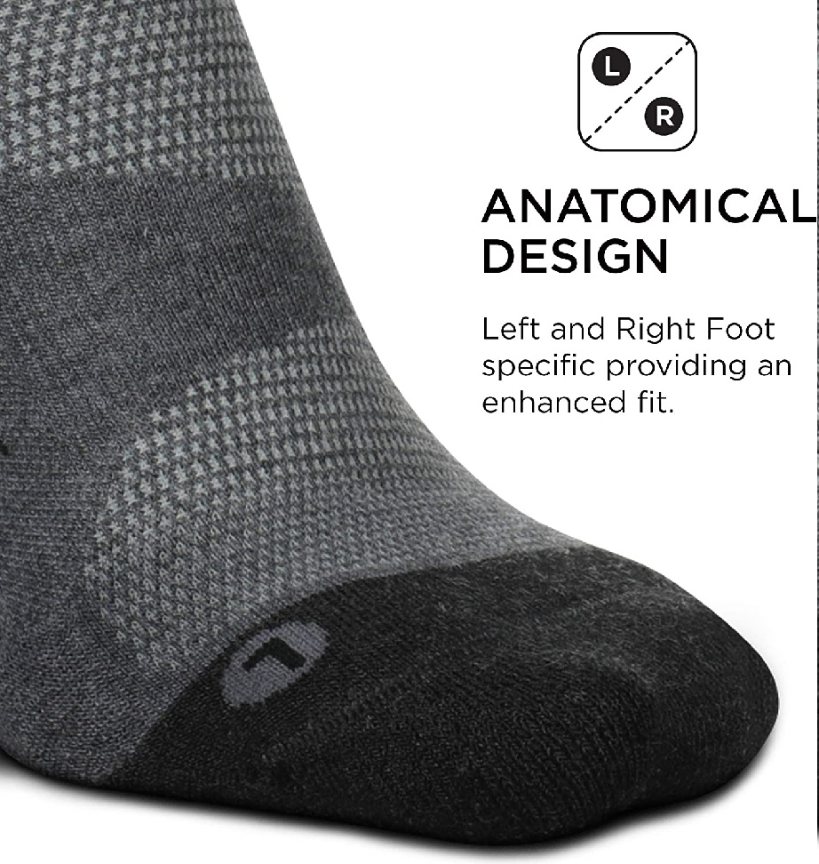 Feetures Elite Max Cushion No Show Tab Socks – Gray – 3 Pair Pack – Men's SM-LG